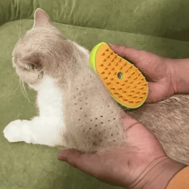 Escova a Vapor Recarregável 3 em 1 para Gatos – Limpeza Profunda e Conforto